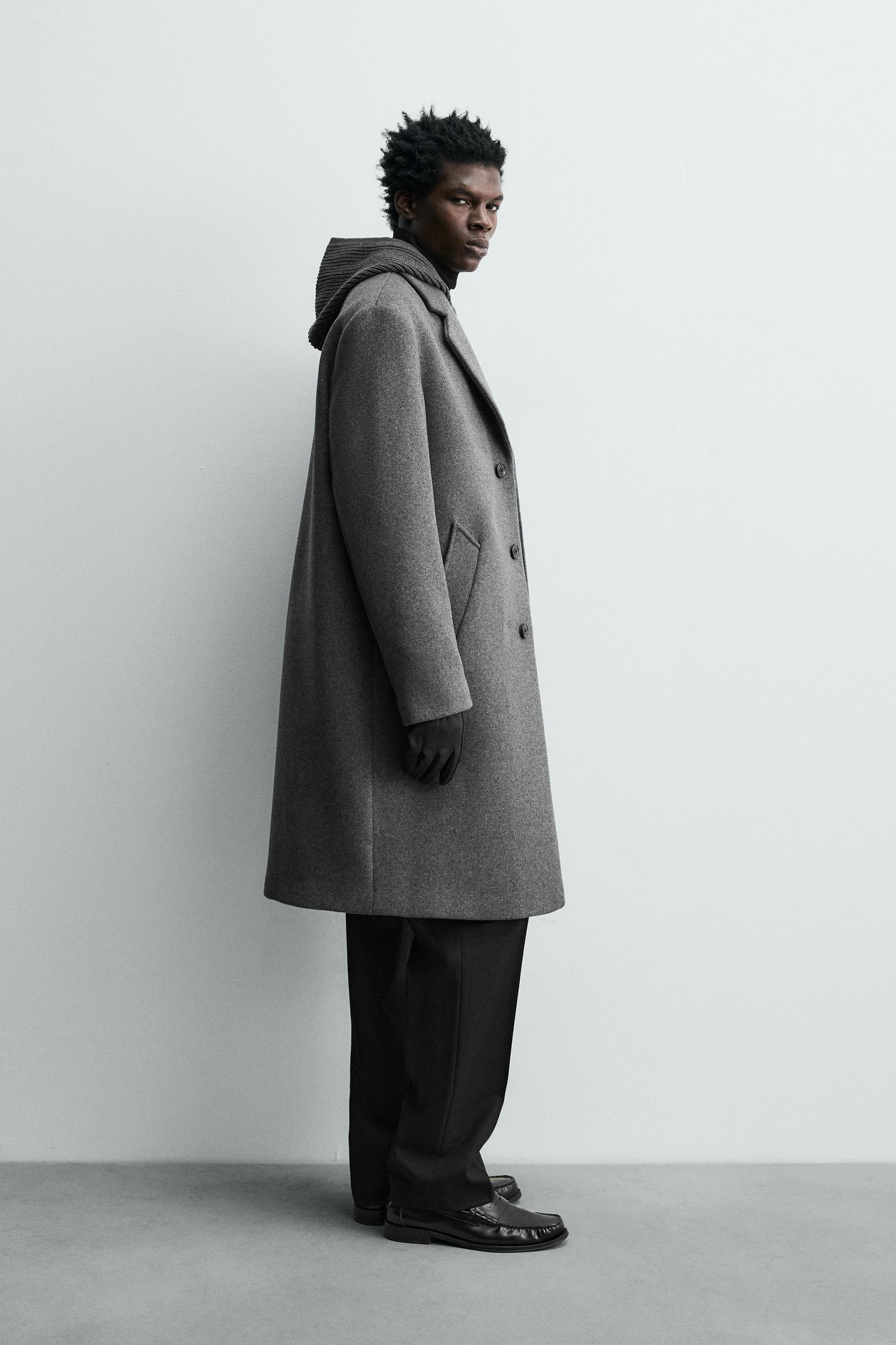 新品タグ付き✨【ZARA】ロングプレミアムウールブレンドコート マンテコ生地 黒 新品 ZARA 黒 M マンテコ社 ウール ロングコート ザラ