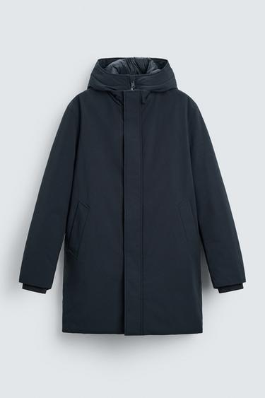 Zara REMOVABLE COLLAR PUFFER PARKA - Navy blue