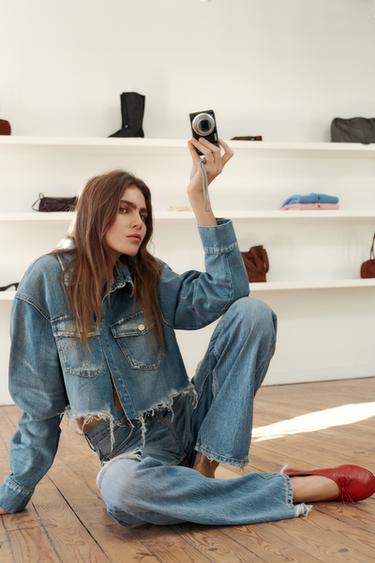 TRF CROP DENIM OVERSHIRT - Blue by Zara - Image 0