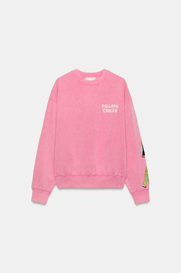 SWEAT EFFET DÉLAVÉ PHILIPPA COULES - Rose de Zara
