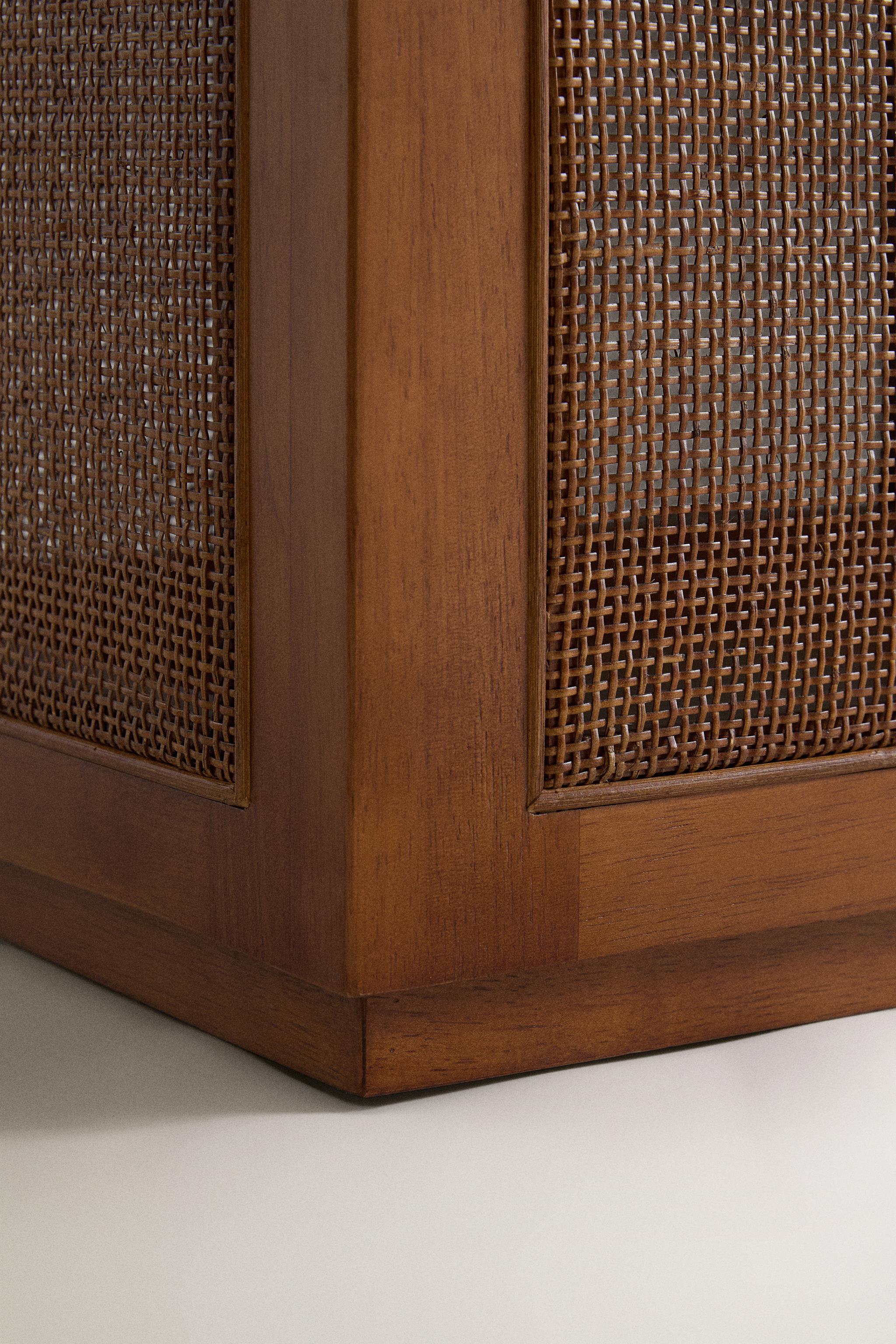 WOOD AND RATTAN BENCH - Brown | ZARA United States
