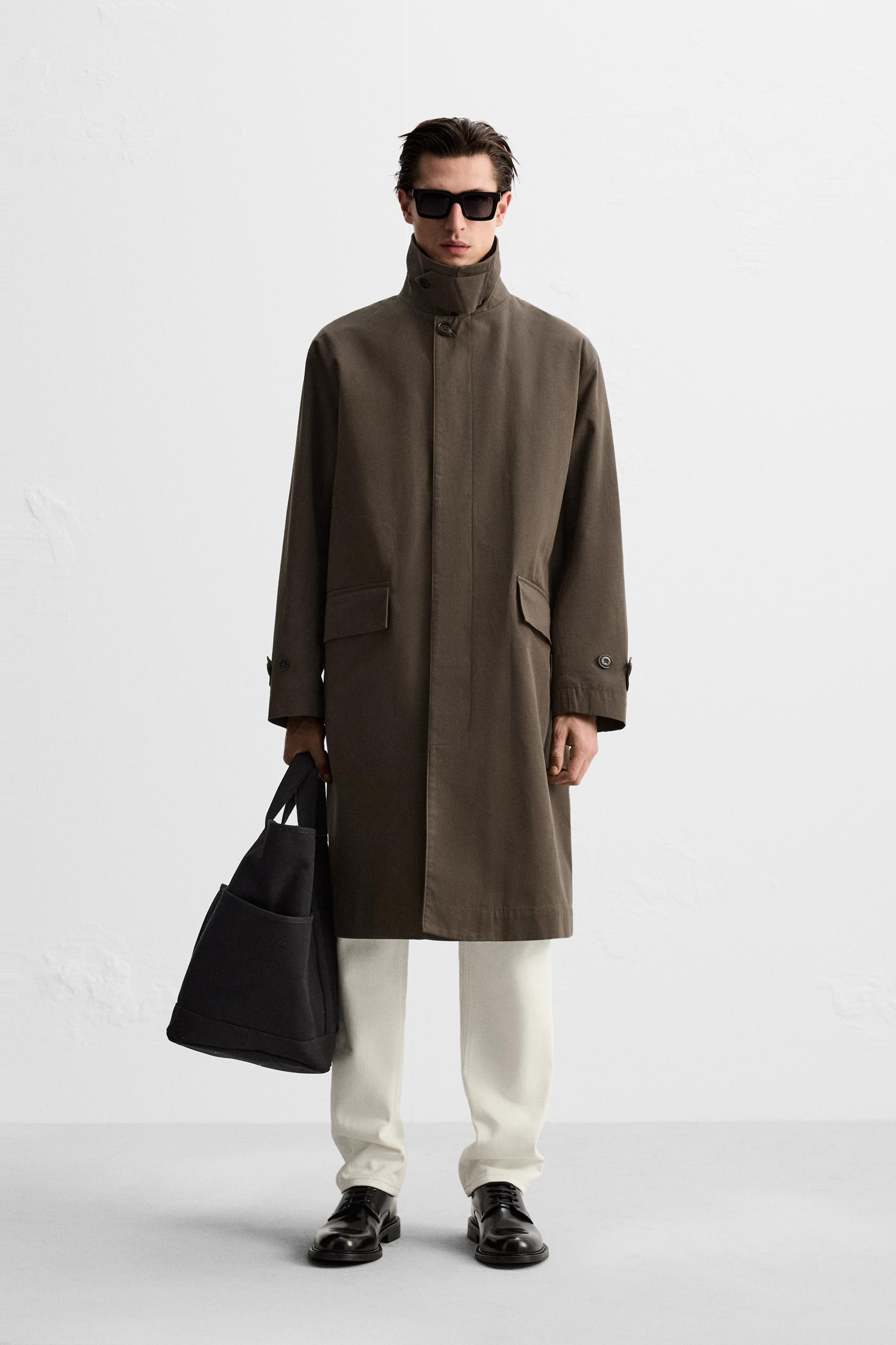 WAXED EFFECT TRENCH Earth ZARA Canada