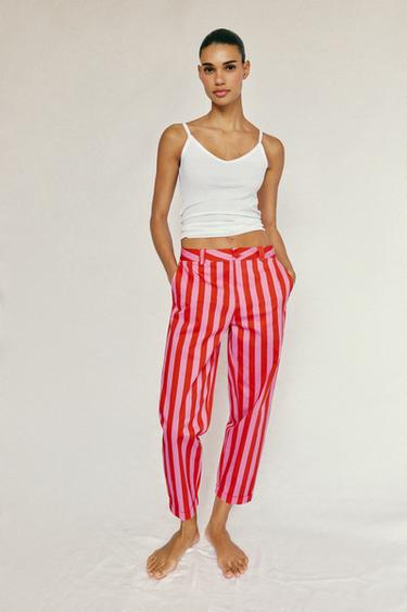 PANTALÓN CHINO RAYAS - Rosa de Zara
