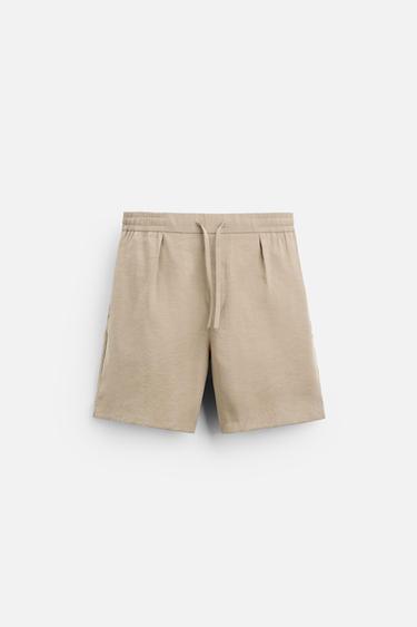 LYOCELL BLEND BERMUDA SHORTS - camel by Zara