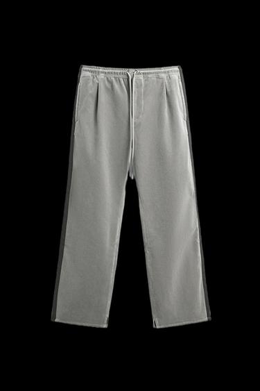 Zara VELVET PANTS WITH BANDS X SR_A - Light gray