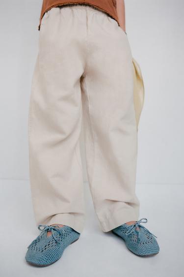 WIDE-LEG LINEN BLEND TROUSERS - Sand by Zara - Image 0