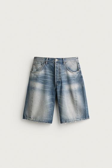 BAGGY FIT DENIM BERMUDA SHORTS - Blue by Zara
