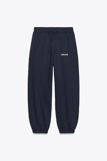 CALÇA JOGGER TEXTO - Azul da Zara