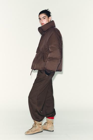 SHORT QUILTED ANORAK WITH WATER AND WIND PROTECTION - Dark brown by Zara - Image 3