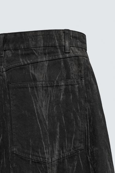 FADED PRINT DENIM JORTS - Black by Zara - Image 9