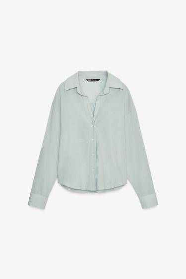 CAMISA MANGA REMANGADA - Celeste de Zara