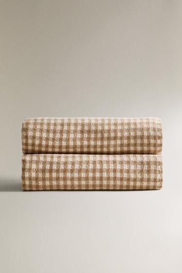 CHECK THROW WITH FRINGING - Dark beige by Zara - Image 1