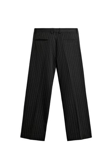 بنطلون بدلة بخطوط رفيعة - أسود الخاص بـ Zara