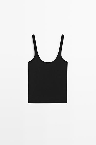 Zara Strappy cotton blend top - Black - Image 0