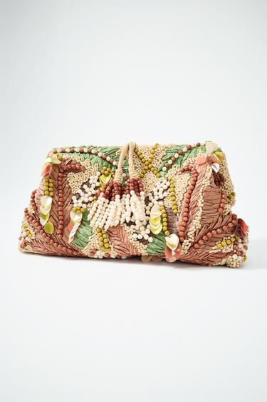 BEADED PRINTED POUCH BAG - Multicoloured by Zara