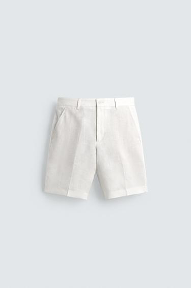 BERMUDA 100% LINO - Blanco de Zara