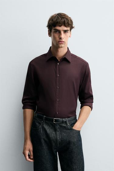 EASY CARE TEXTURED SHIRT - Burgundy by Zara