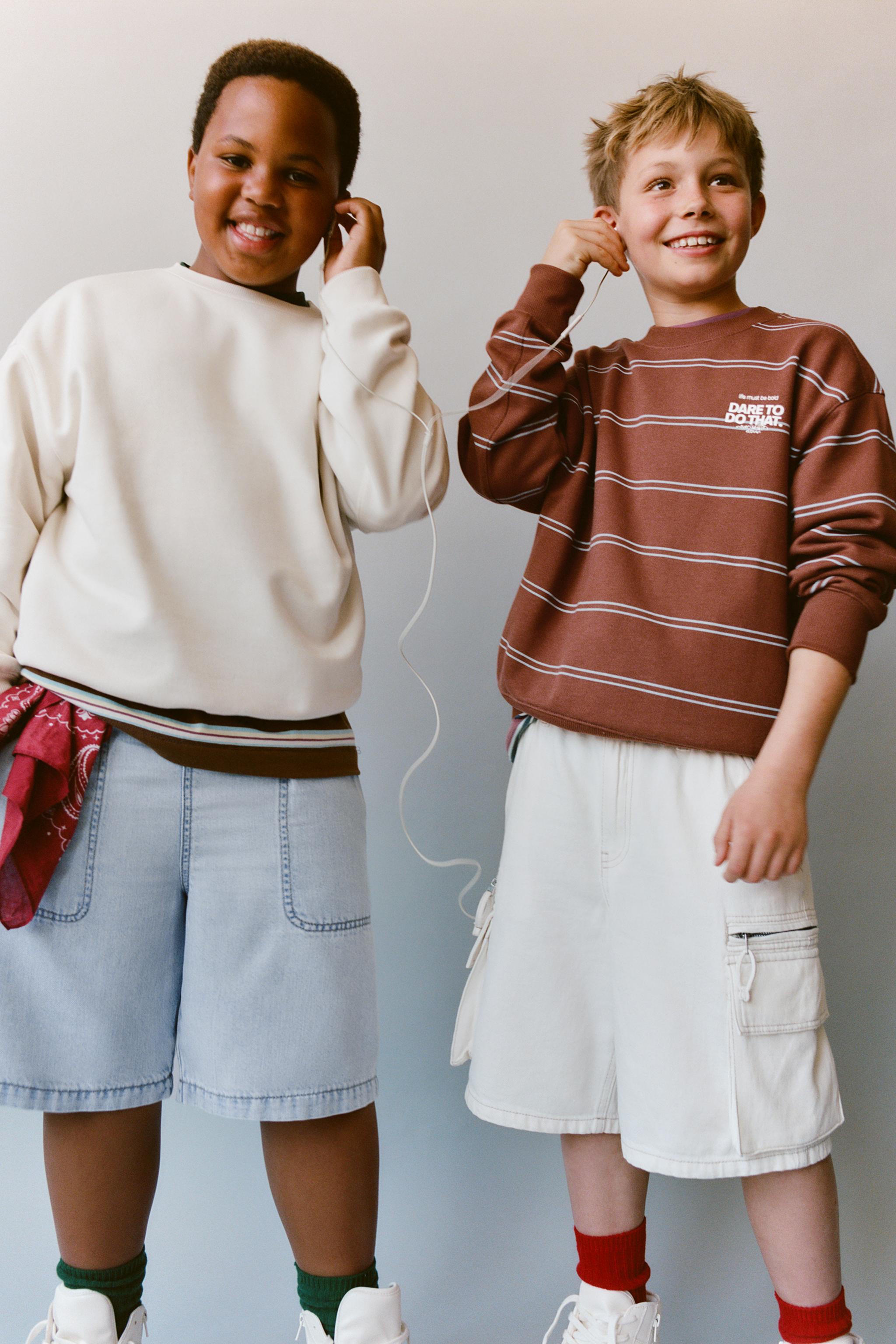 STRIPED TEXT SWEATSHIRT