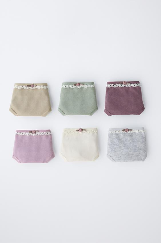 1 1/2-6 YEARS / SIX-PACK OF LACE BRIEFS - Multicoloured by Zara - Image 0