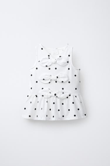 CONTRAST T-SHIRT WITH BOWS - Black / White by Zara