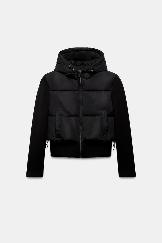 コントラストパフジャケット - ブラック | ZARA Japan / 日本