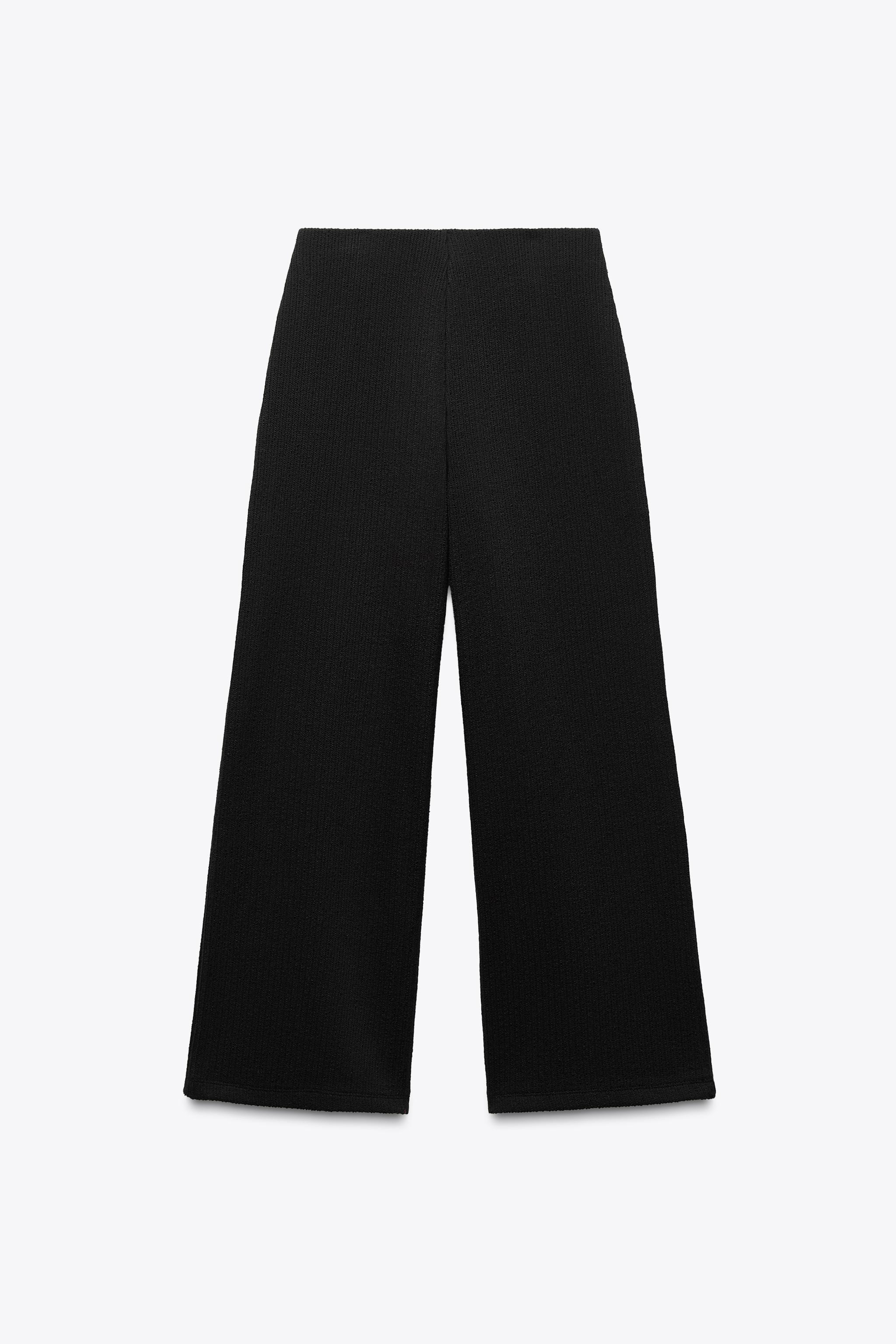 テクスチャー入り生地ワイドレッグパンツ - ブラック | ZARA