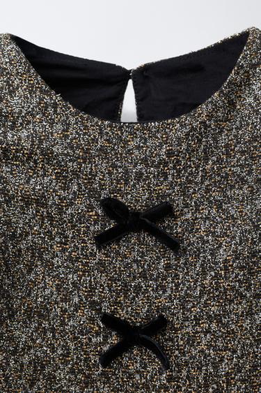 ROBE BRILLANTE AVEC NŒUDS EN VELOURS - Doré de Zara - Image 2