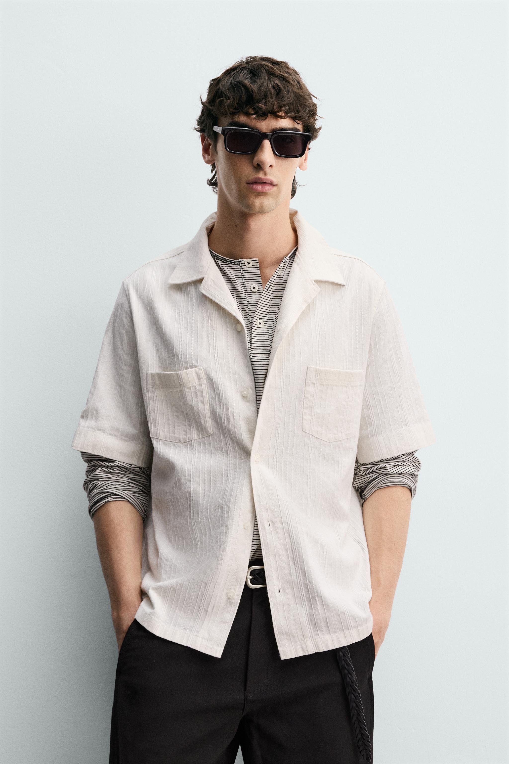 RELAXED FIT STRIPED JACQUARD SHIRT