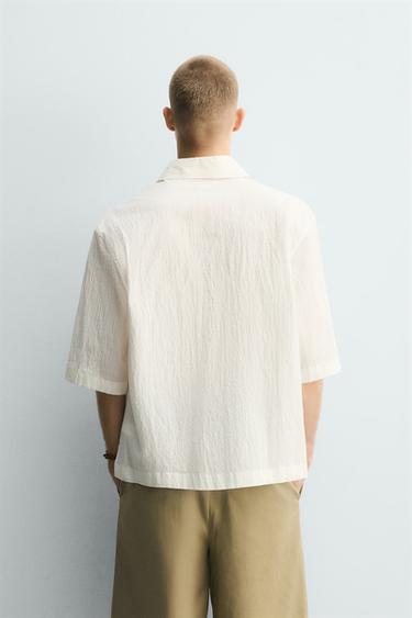 CHEMISE BOXY FIT TEXTURÉE - Blanc cassé de Zara - Image 2