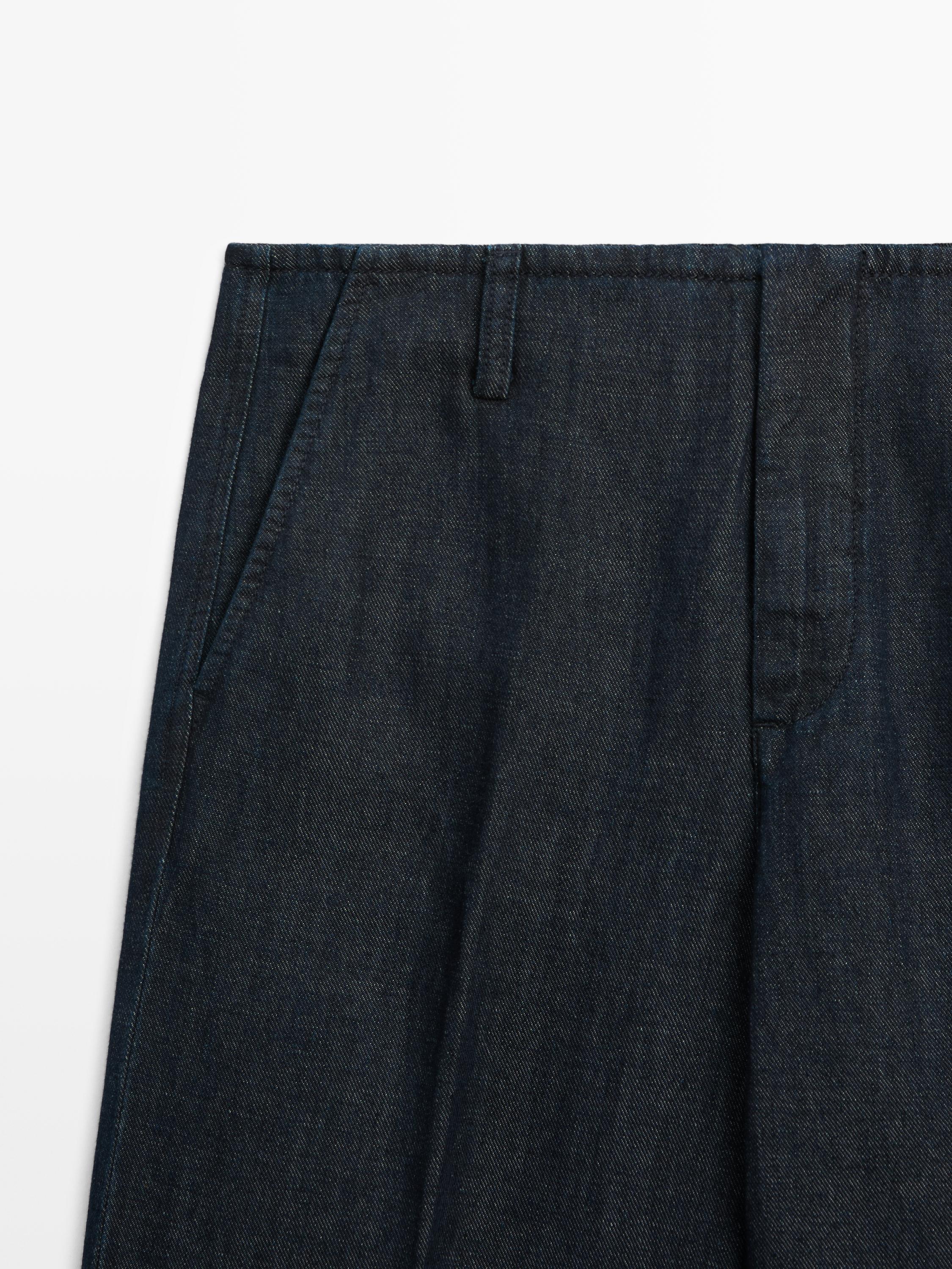 Pantalon wide leg avec lin