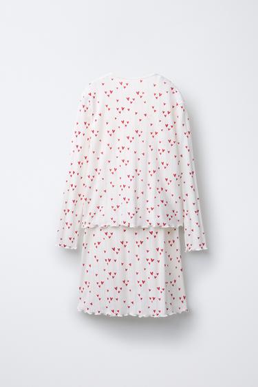 AGES 6-14/ HEART PRINT NIGHTDRESS AND JACKET SET - Ecru by Zara - Image 2