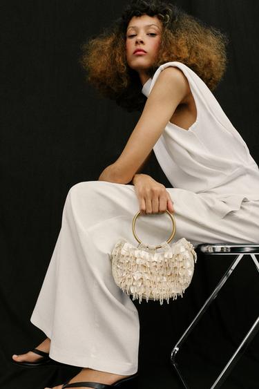 MOTHER-OF-PEARL EFFECT BUCKET BAG - white by Zara