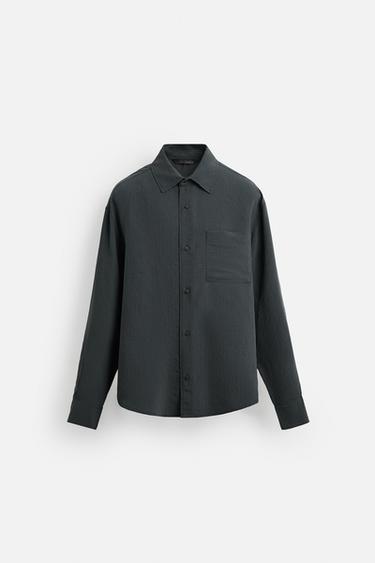 ポケット付きルーズフィットシャツカーボングレーZaraのポケット付きルーズフィットシャツ - カーボングレー 