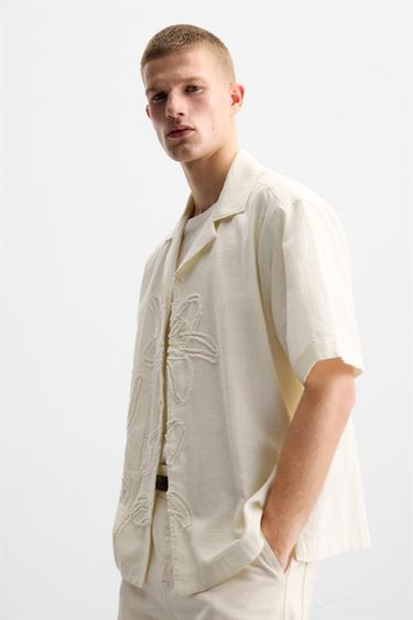 CHEMISE BRODÉE FLORALE - Blanc cassé de Zara - Image 5