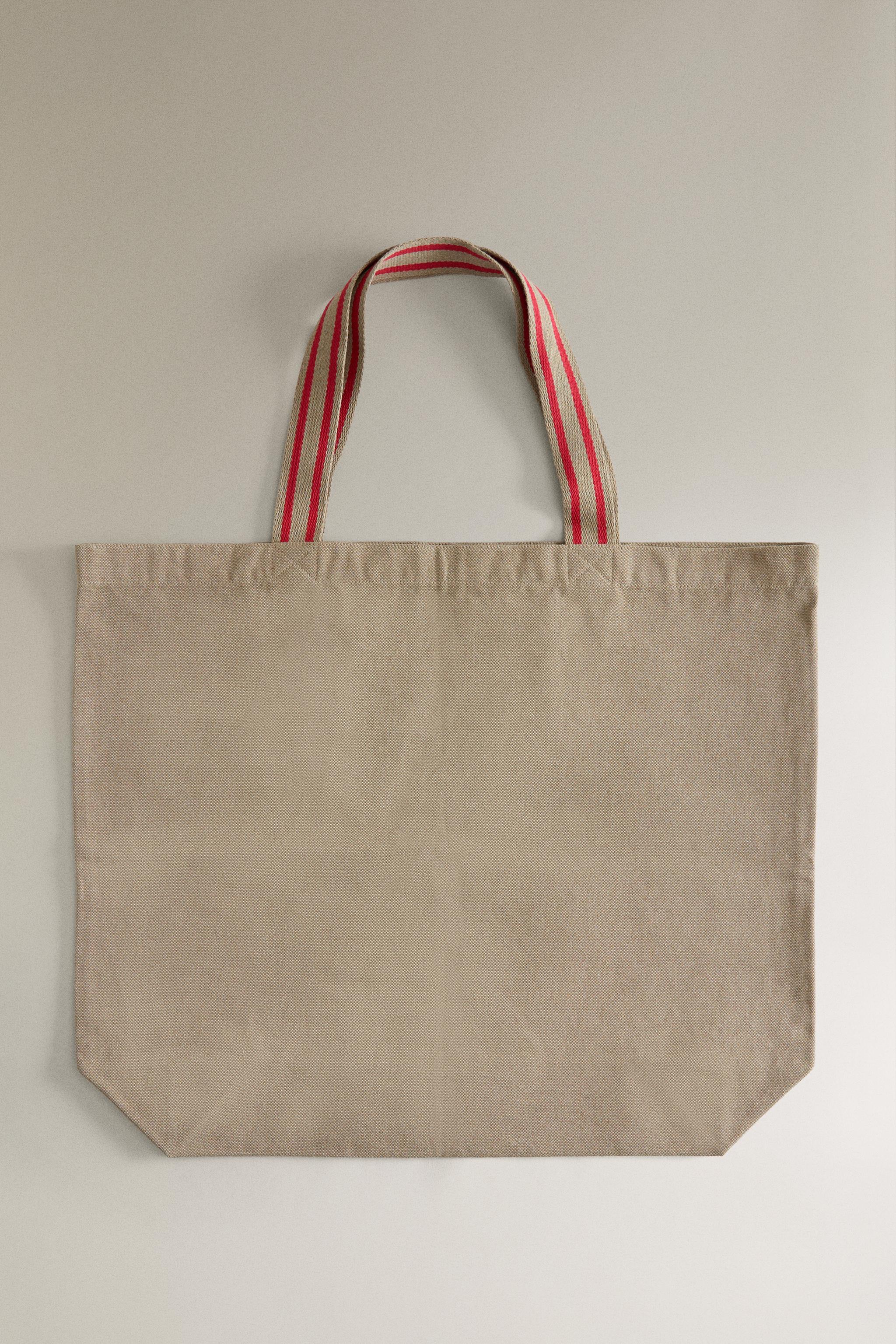 STRIPED FABRIC TOTE BAG