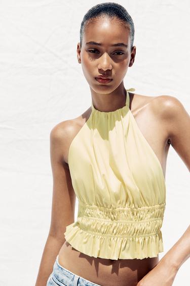 HALTER CROP TOP - Yellow by Zara