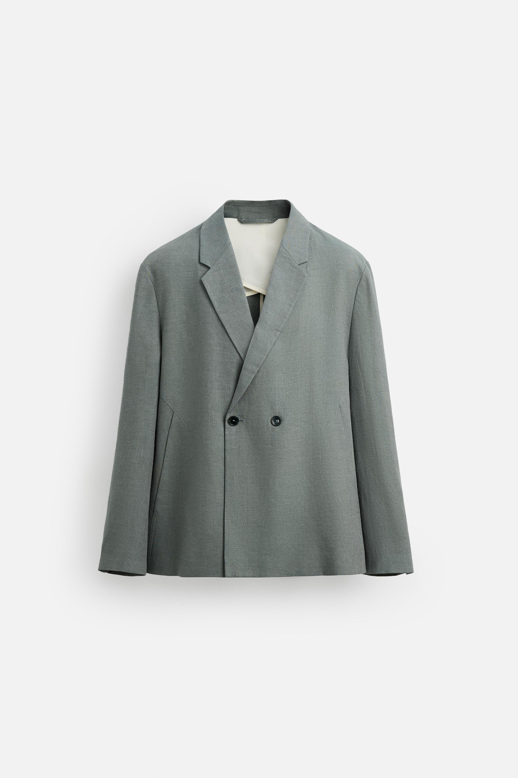 100% LINEN DOUBLE BREASTED SUIT BLAZER