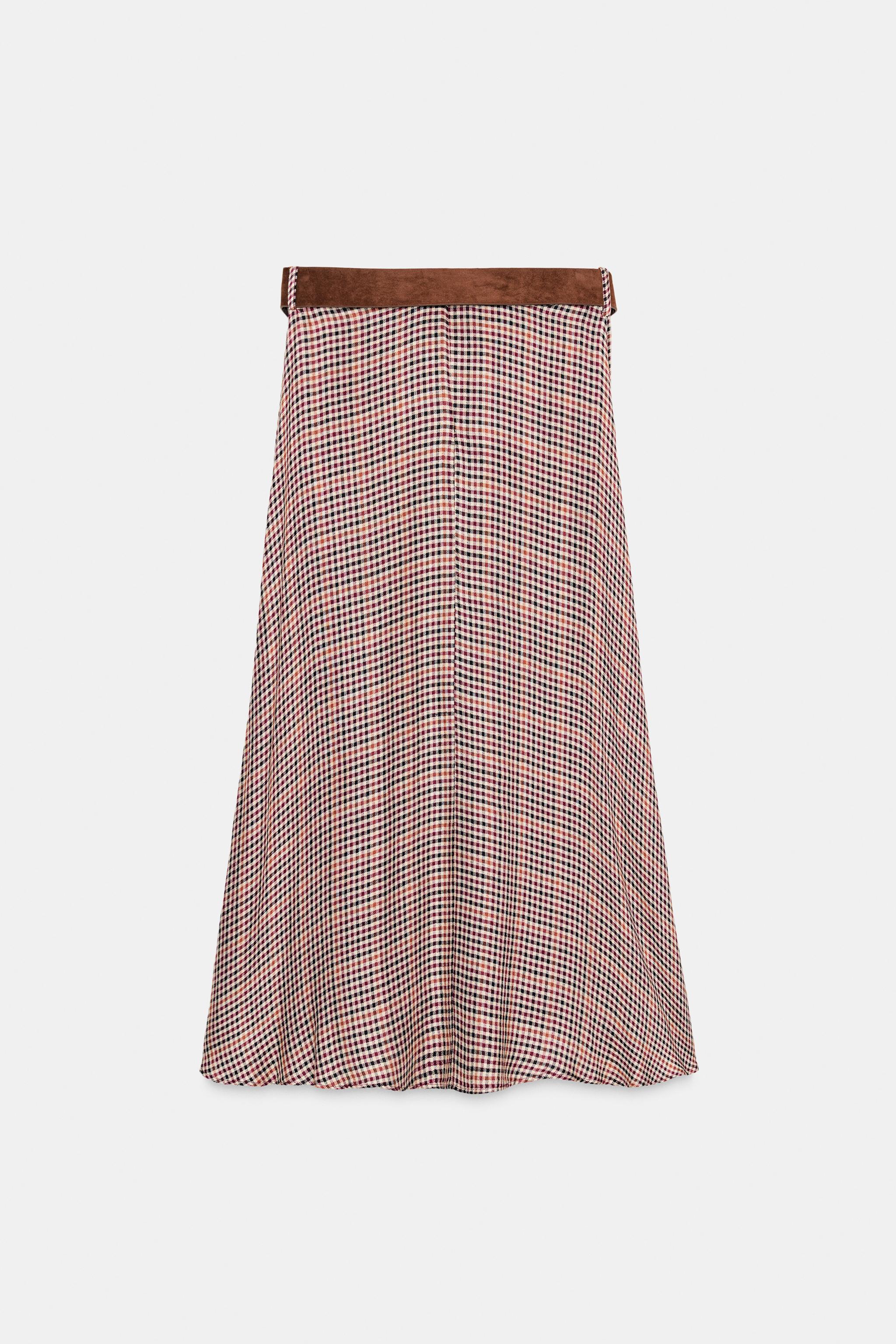 PLAID SKIRT WITH BELT