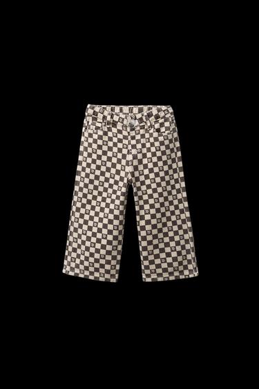 TWILL CULOTTES WITH CHECK PRINT - Grey by Zara - Image 0