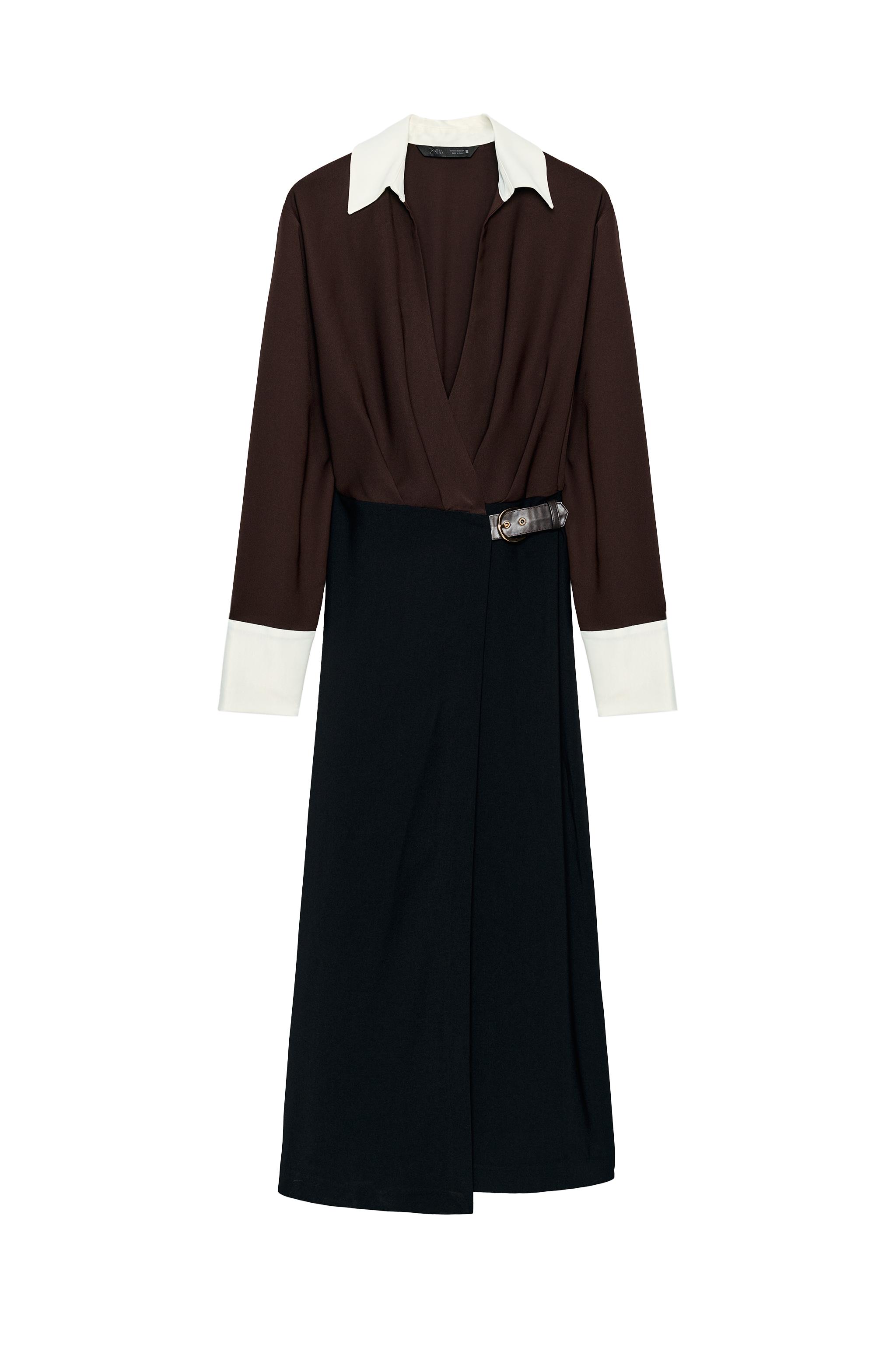 VESTIDO MIDI COMBINADO HEBILLA