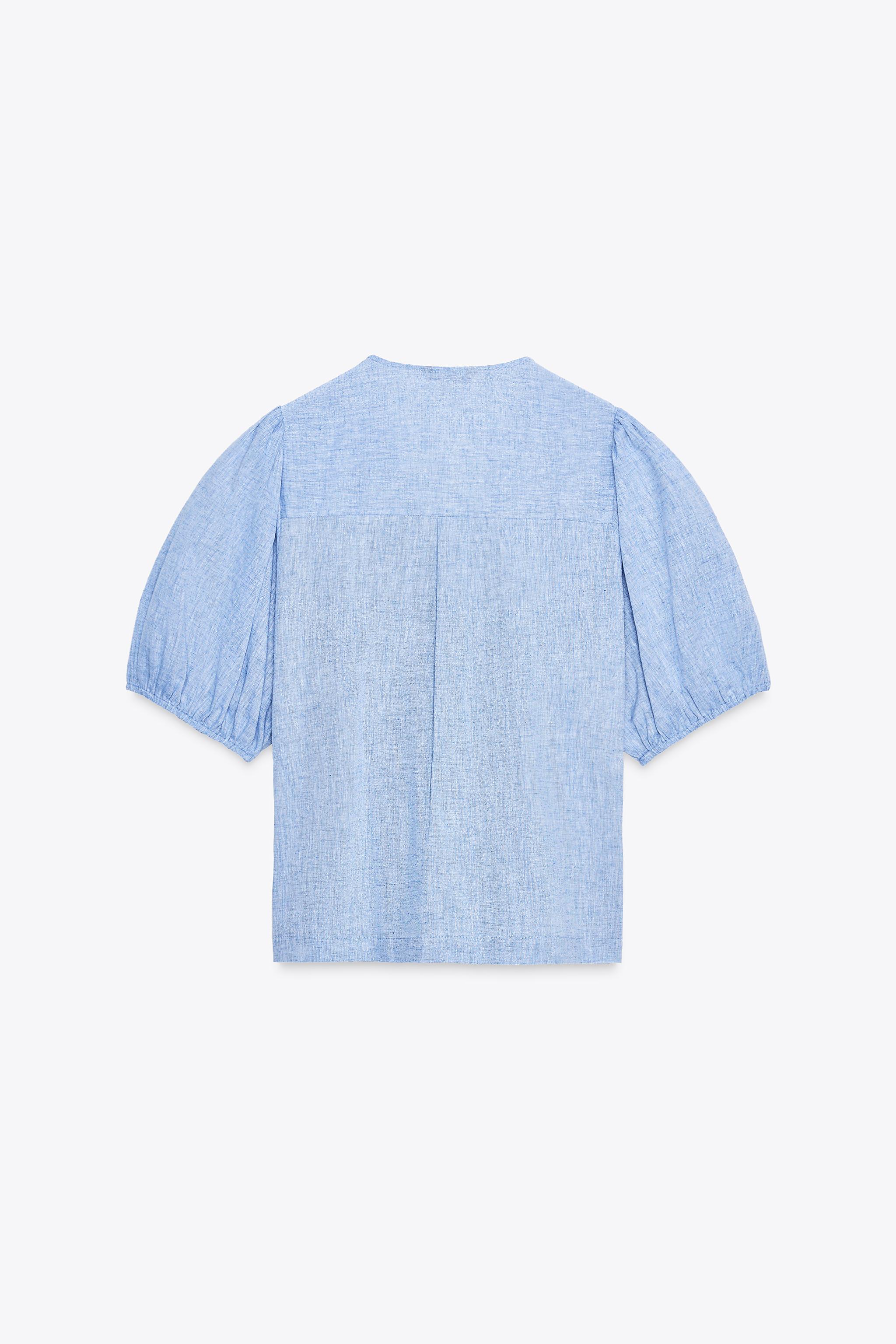 LINEN TIE BLOUSE