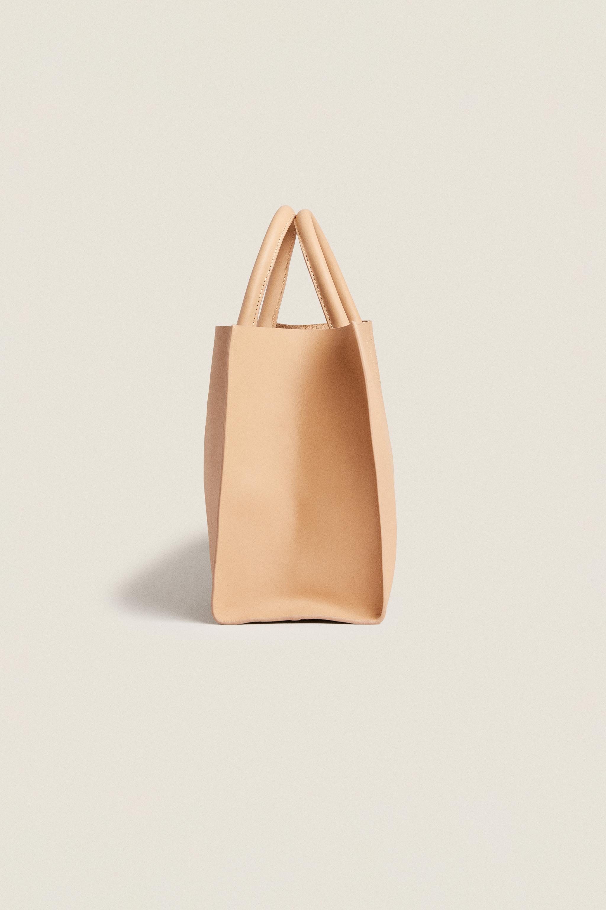 レザー トートバッグ - ライトベージュ | ZARA Japan / 日本 レザー トートバッグ - ライトベージュ | ZARA Japan / 日本