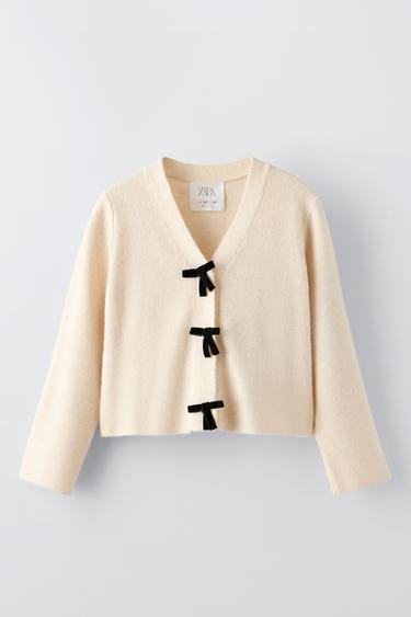 KNIT JACKET WITH BOWS - Ecru by Zara