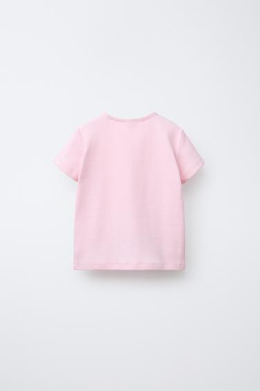 RIBBED T-SHIRT WITH BOWS - Pastel pink by Zara - Image 1