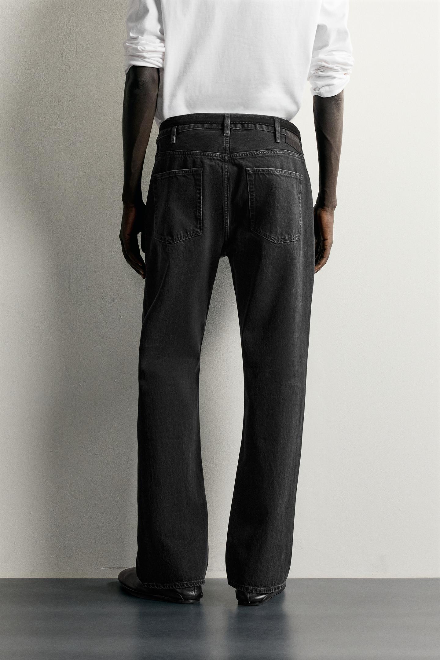 Мужские джинсы Zara Straight Fit Bootcut, цвет: Чёрный — фото 3