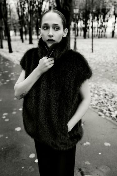 ZW COLLECTION FAUX FUR WAISTCOAT - Black by Zara - Image 0