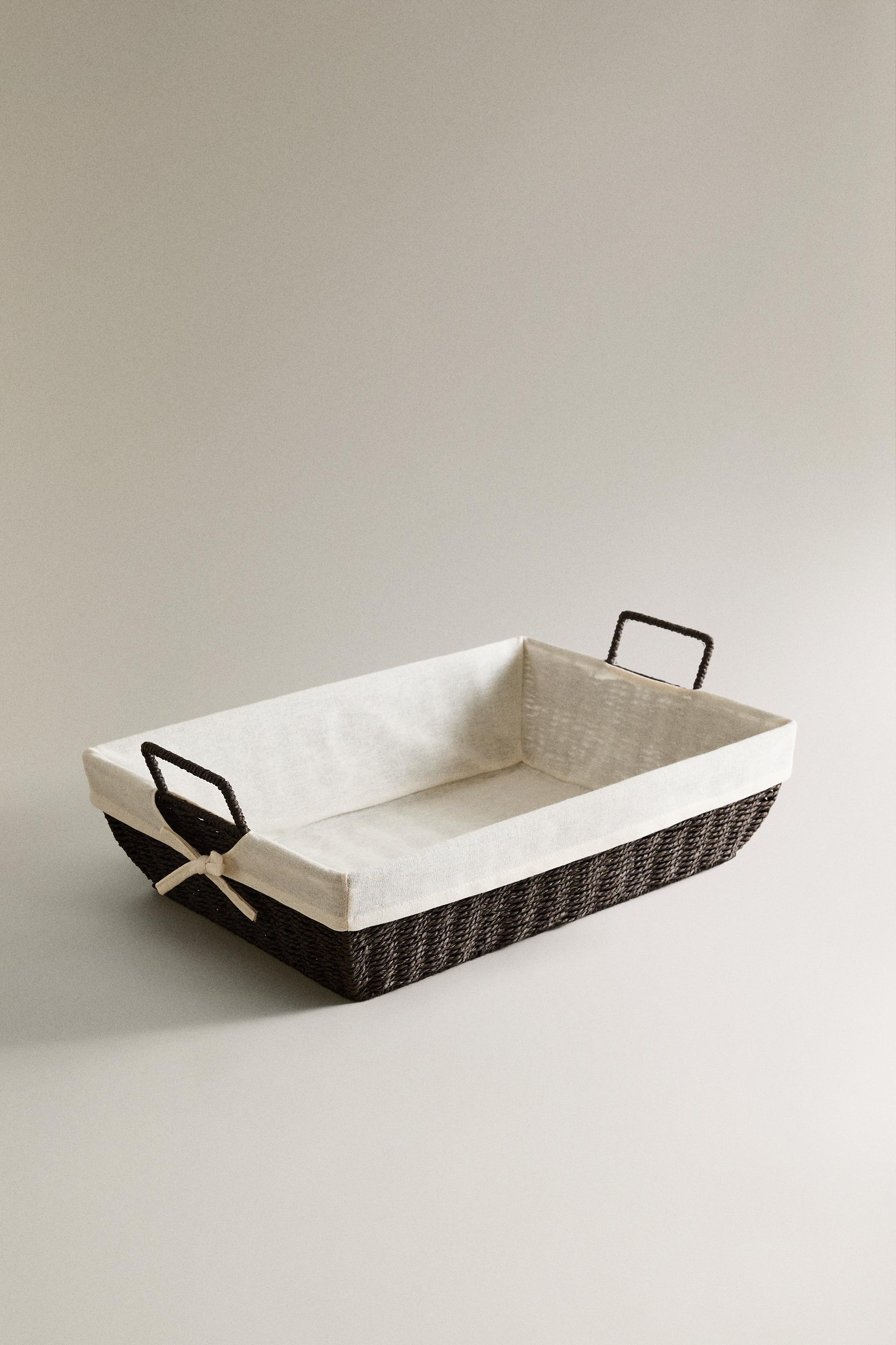 COTTON LINED IRONING BASKET — Brown