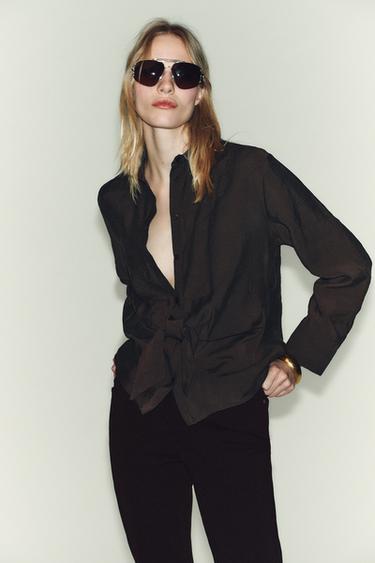 CHEMISE À NŒUD - Marron de Zara