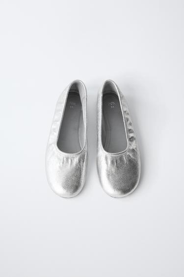BALLERINES MÉTALLISÉES - Argent de Zara - Image 3