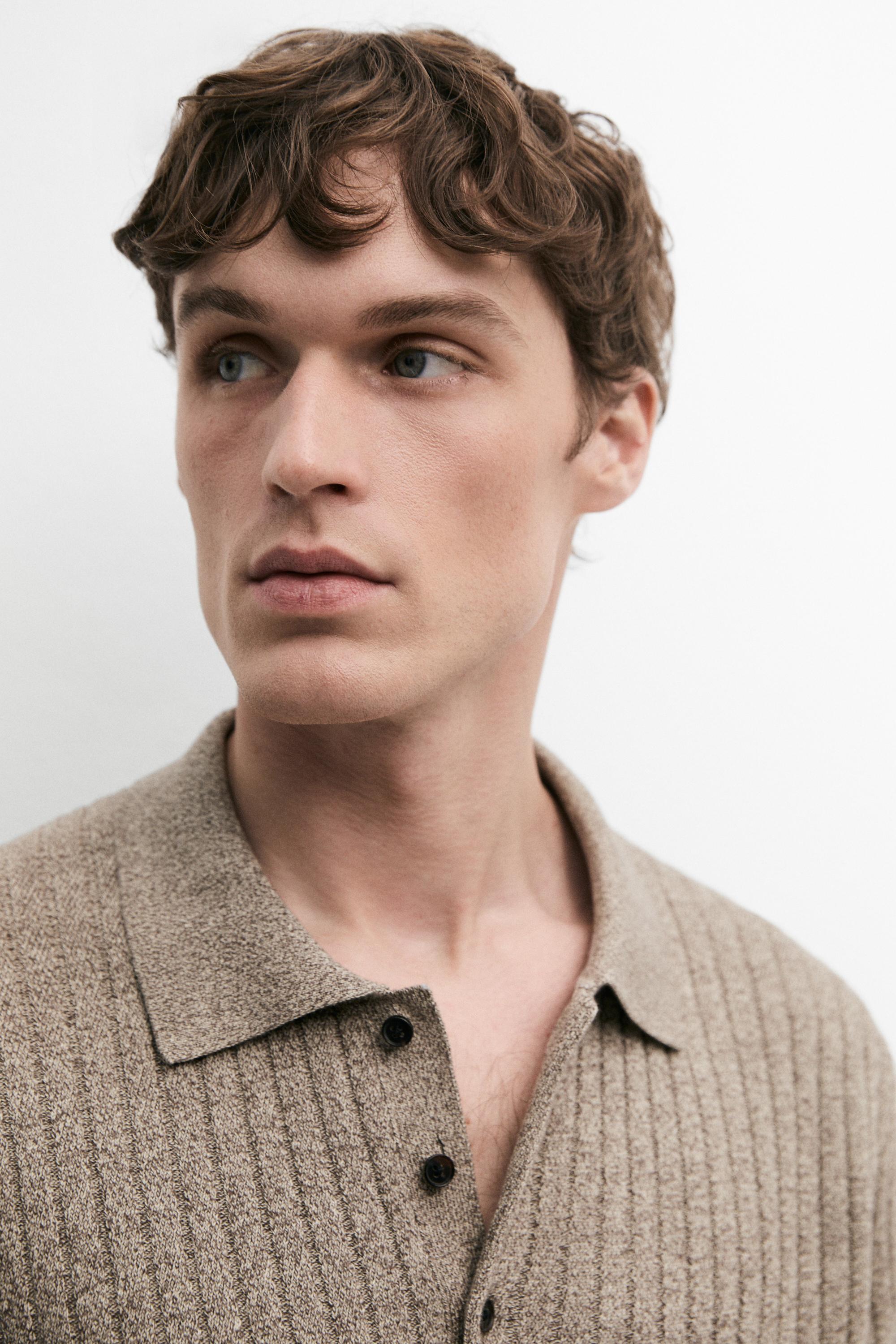 100% cotton knit polo collar sweater